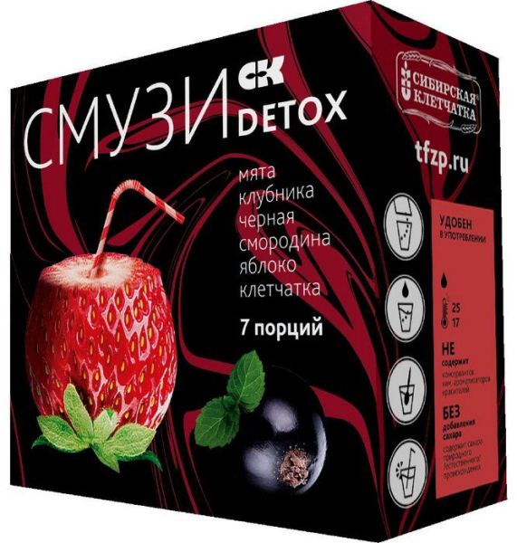 Изображение товара Смузи СК Detox мята, клубника, черная смородина, яблоко 7 пакетиков Смузи СК Detox мята, клубника, черная смородина, яблоко 7 пакетиков фотография
