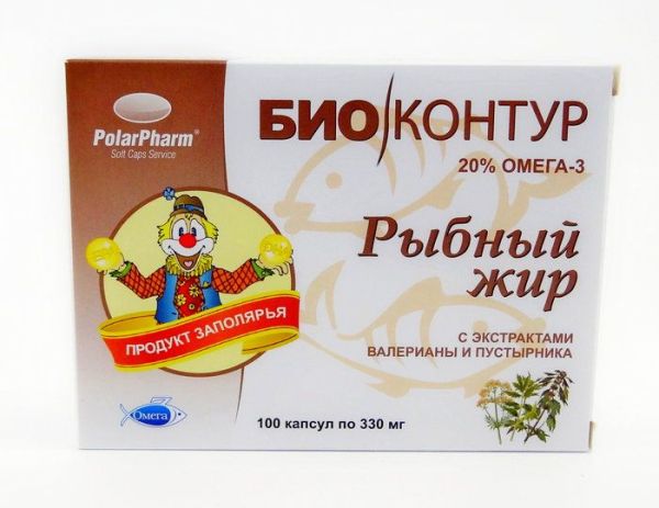 Изображение товара Рыбный жир биоконтур (валериана, пустырник) 100 капсул Рыбный жир биоконтур (валериана, пустырник) 100 капсул фотография